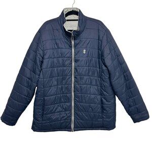 Izod Men's Full Reversible Jacket Sz XXL Navy Gray Quilted Rip-Stop Gorpcore